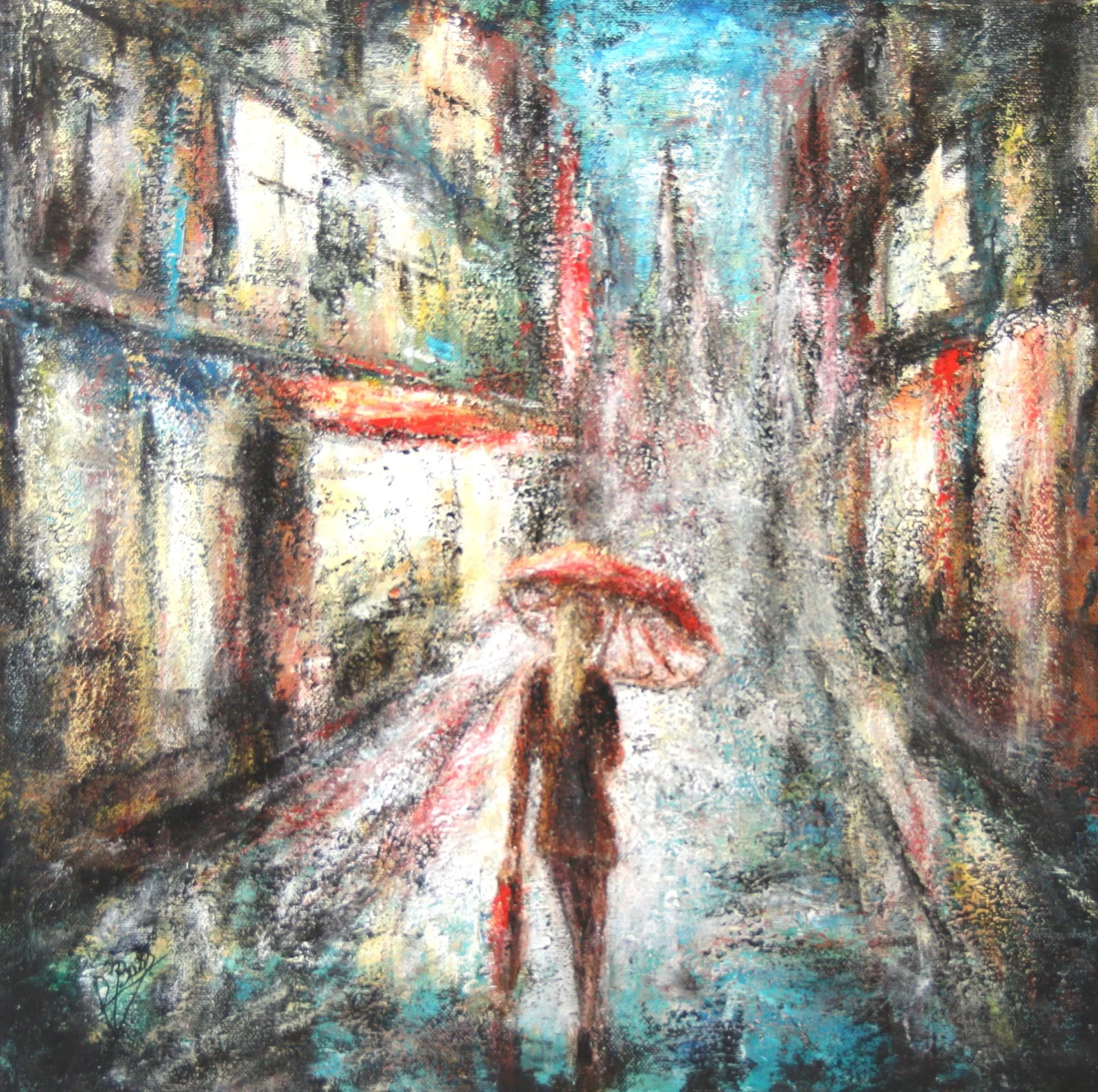 Bass-La demoiselle sous la pluie-40x40