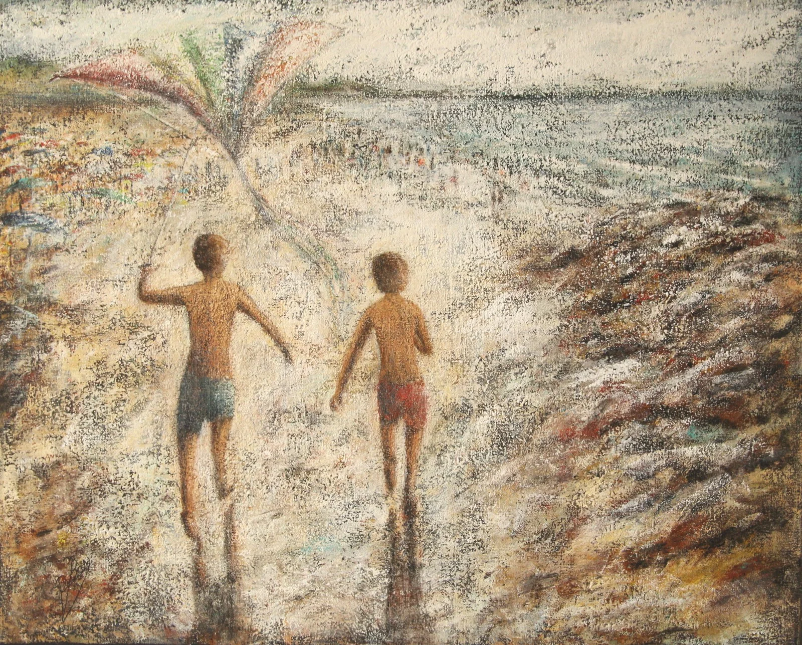 Les garçons et le cerf-volant 81x65