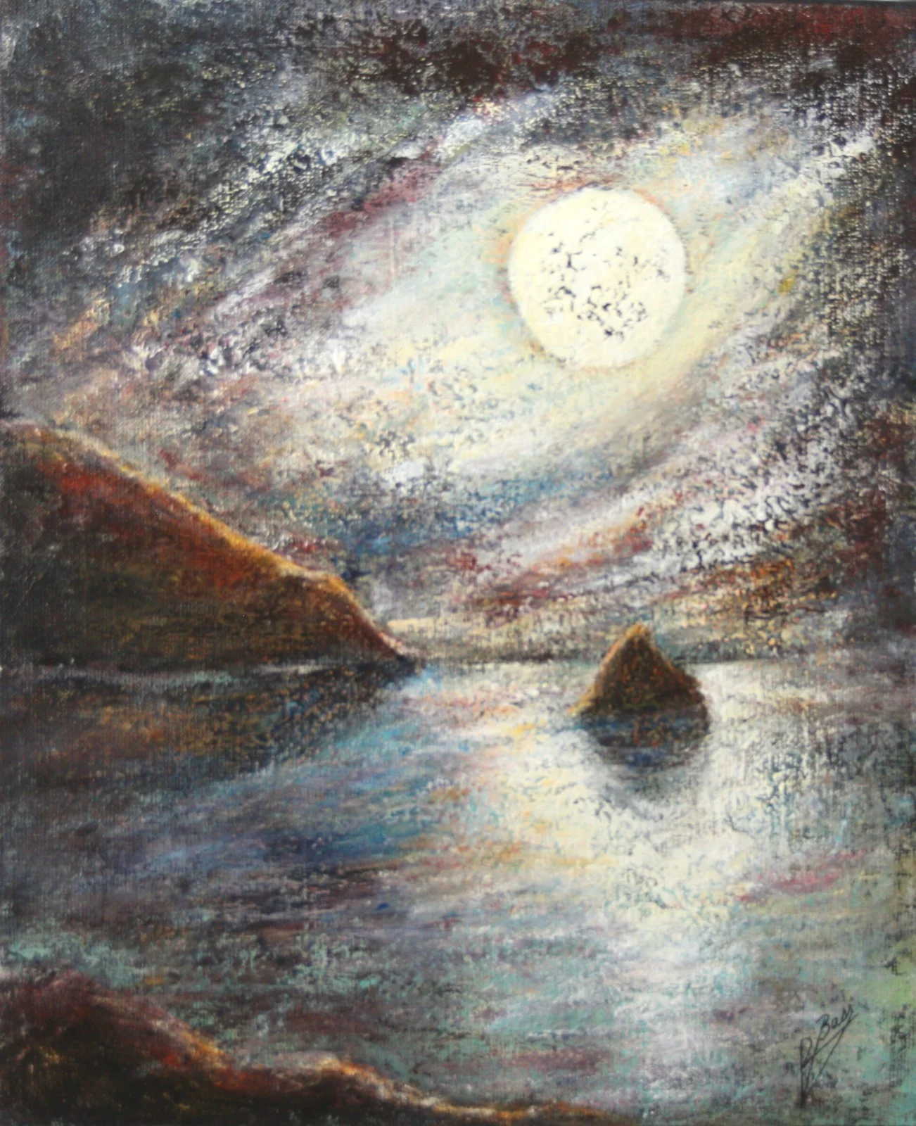 Bass-L'ilot au crépuscuke-46x38