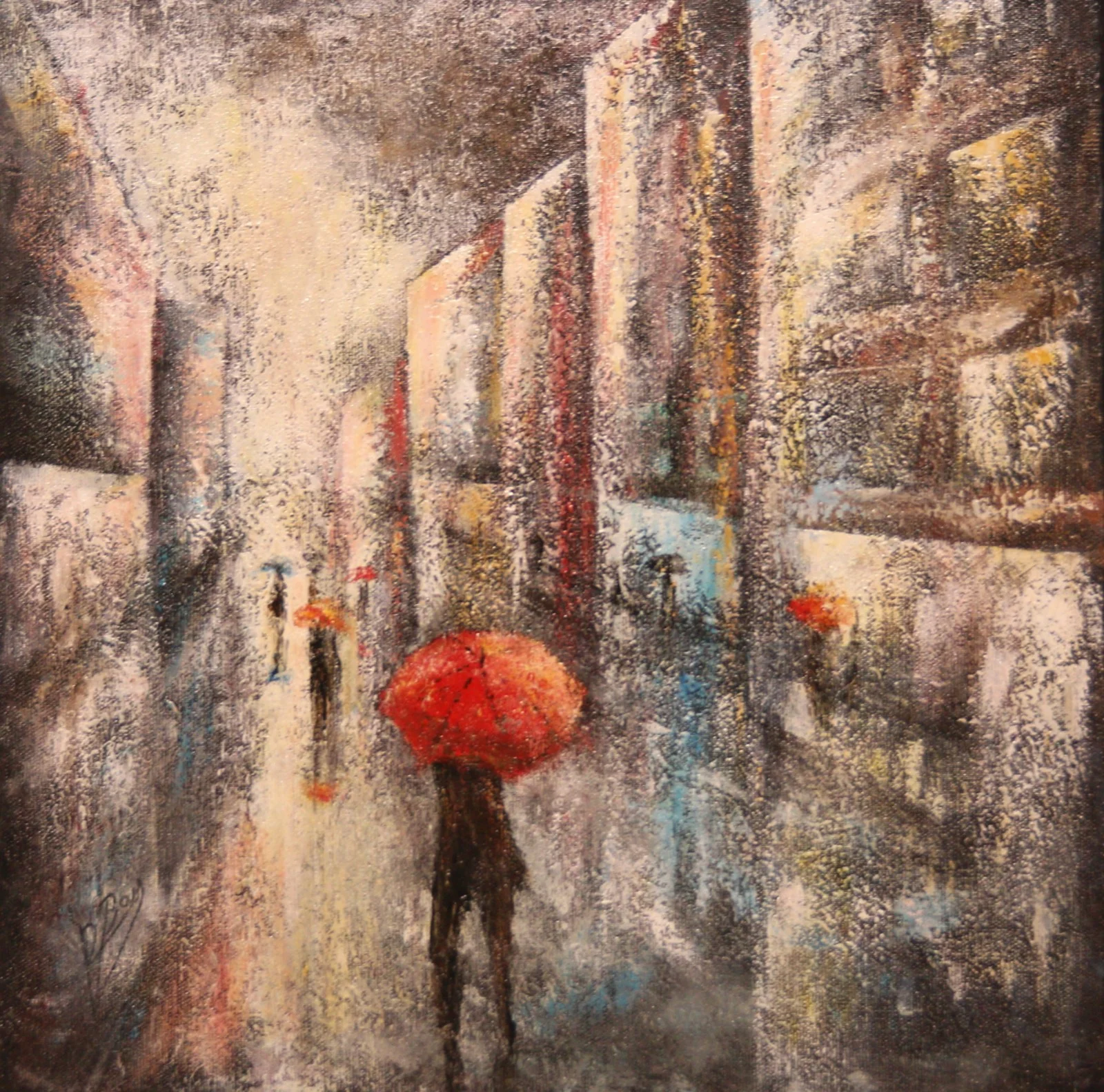 Bass-Rue pietonne sous la pluie-40x40